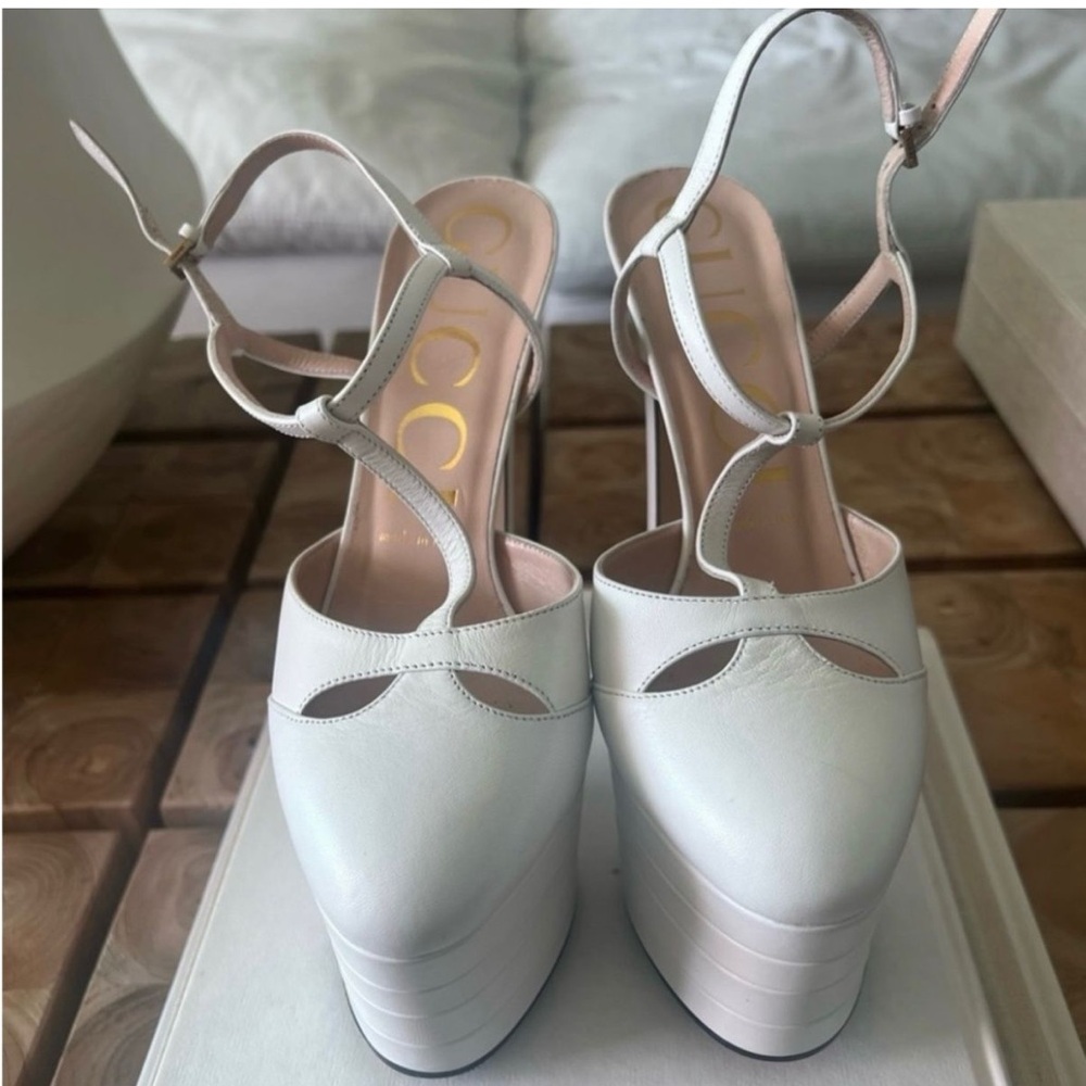 Gucci White Platform Sandals worn once